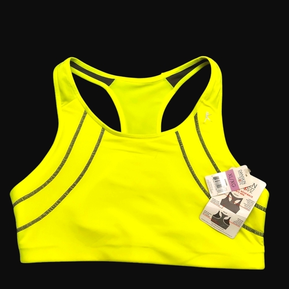 DANSKIN NOW Lime Yellow and Black Racerback Sports Bra - Picture 1 of 8